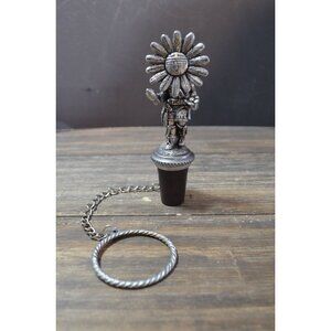 Sun Kachina Bottle Stopper Pewter Hopi Zuni Katsina Spirit Life Growth H.M. Vtg